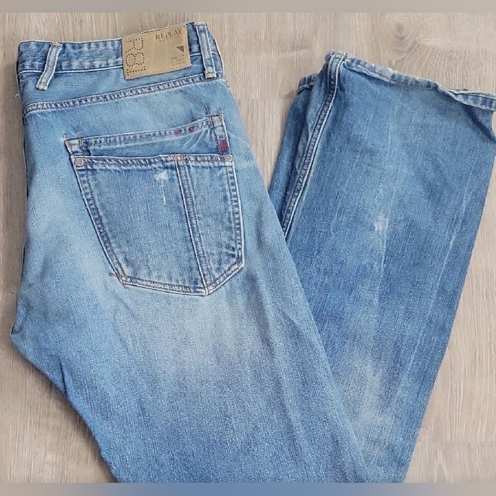 Replay Light Blue denim Relaxed Jeans 36 34 men’s unisex vintage Italy